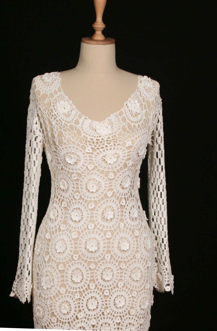 Hand Crocheted  Crochet  Wedding  Dress  Bridal  by 