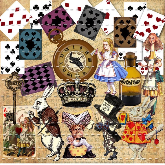 Alice in Wonderland theme digital clipart 27 transparent