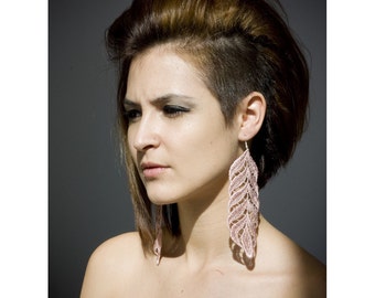 Lace earrings - Heliconia - Roseblush with silver hook