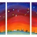 Woodblock triptych of Around the World