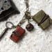 RESERVED for Barb - Country Collection Necklace - Handmade Leather Miniature Wearable Books with Vintage Key and Rustic Bell