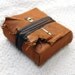 The Bundler - Rustic Burnt Orange Leather-Wrapped Journal with Tea Stained Pages & Vintage Altered Clock Hand