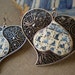 Portugal Lisbon Delft Blue Antique Tile Replica 1837 in Large Filigree Heart of Minho Earrings