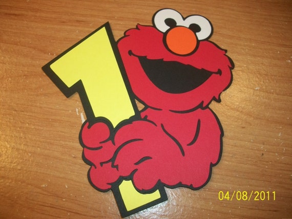 elmo holding a number 1 die cut set of 5