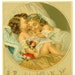 SWEET DREAMS - Beautiful Litho Oversized 1880's VICTORIAN Picture Card - Sleeping Children with Dolls