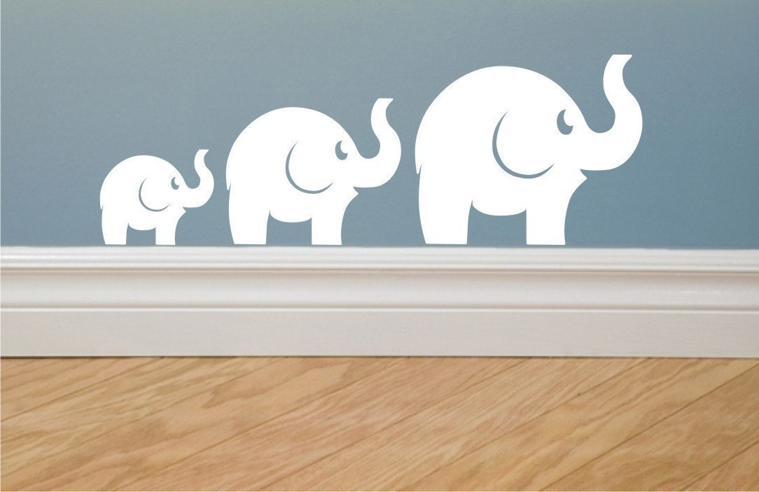 Elephants wall decals set of 3 vinyl wall decal elephant
