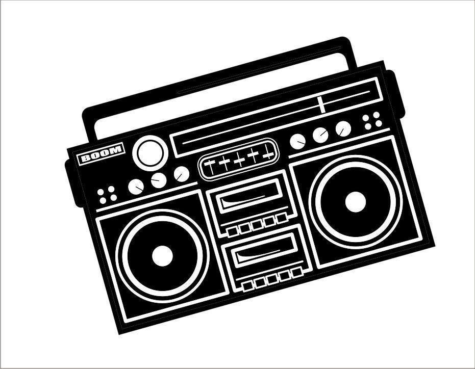 Boombox vinyl wall decal 80's Style
