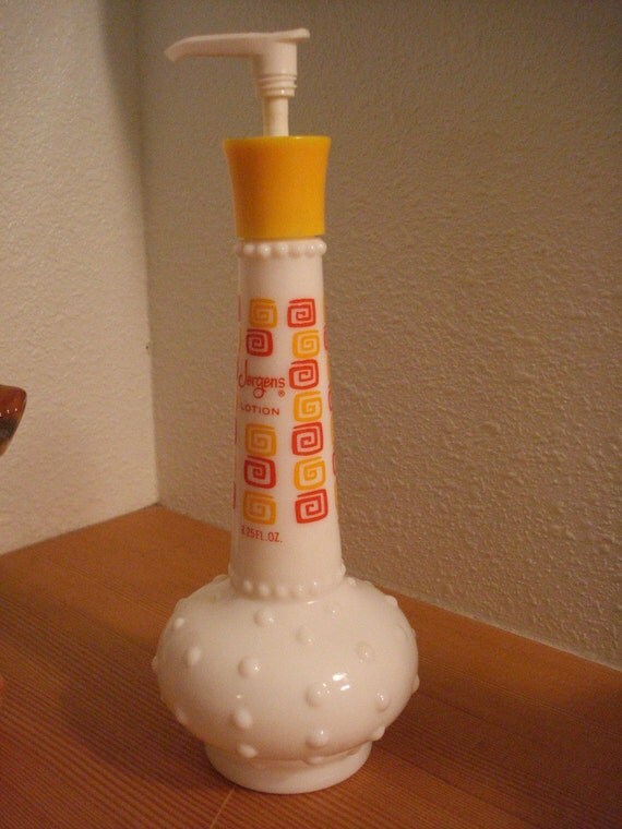 Vintage Milkglass Hobnail Jergens Lotion Pump Dispenser 1970s