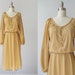 vintage 1970s Dress / 70s Dress / Split Sleeve / Warm Ivory