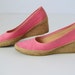 Canvas Shoes / Canvas Wedges / Pink Canvas Shoes / 1980s Shoes / Sherbet