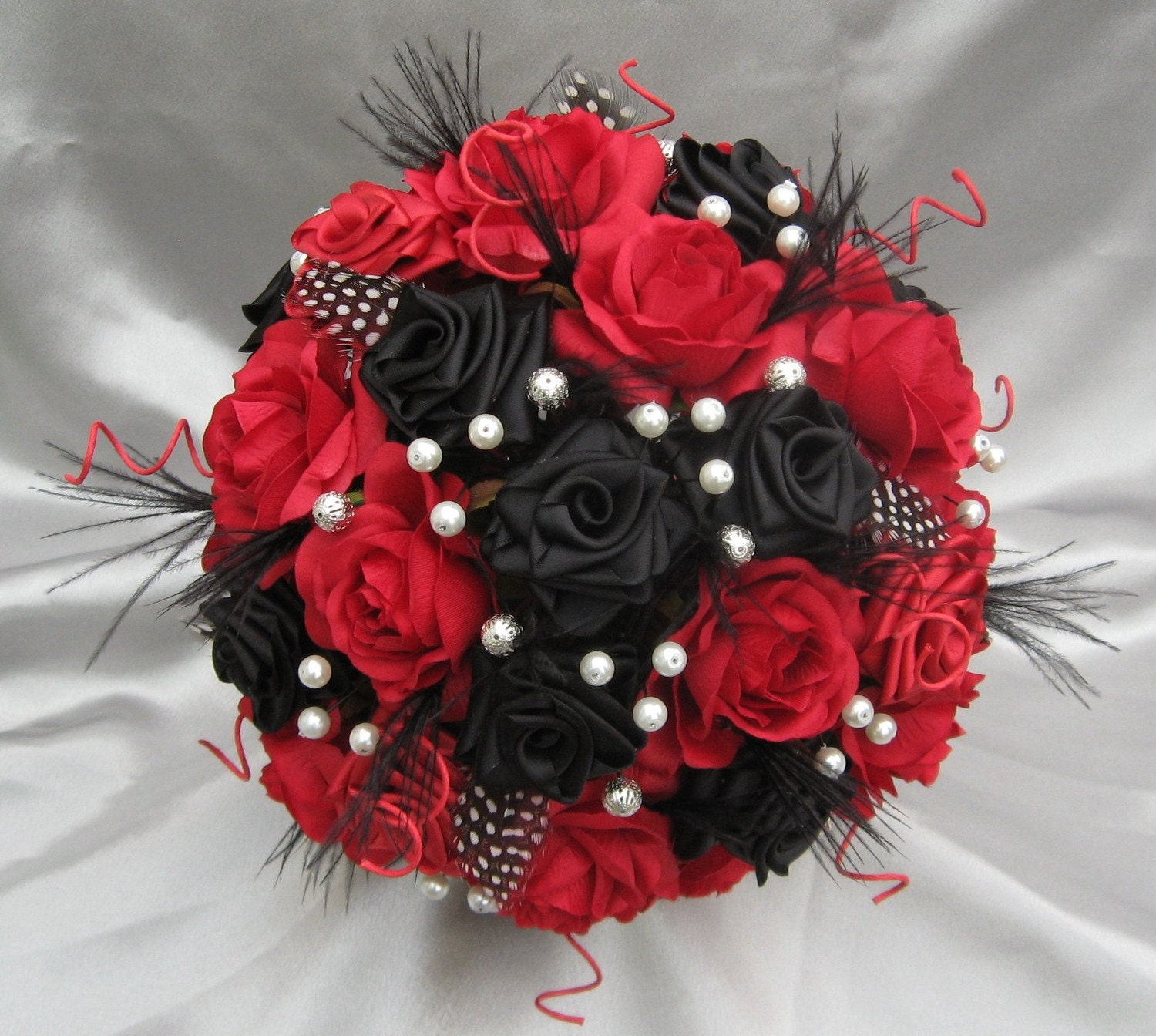 HARLEQUIN Black Red and white Luxury bridal bouquet