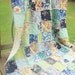 Sale 15% off, Full Size Quilt, Rag, Love in Soul, navy blue green, ALL NATURAL, fresh modern handmade, READY to ship