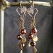 Garnet Heart Earrings. Genuine Faceted Garnet and Hearts Wire Wrapped Earrings for Valentines Day.