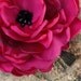 Bright Pink Flower Brooch or Hair Clip with Black Tulle