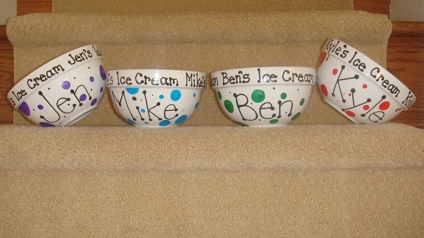 Polka Dot Personalized Ice Cream Bowls by LittleLiLiBug on Etsy