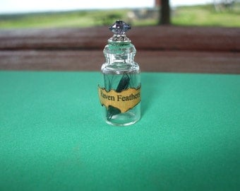 Gothic Witch Raven Feathers spell bottles dollhouse miniature