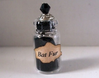 Gothic Witch Bat fur spell bottle dollhouse miniature halloween charm