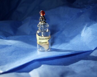 Gothic Witch Spell bottle potion dollhouse miniature ooak Minotaur Horns charm