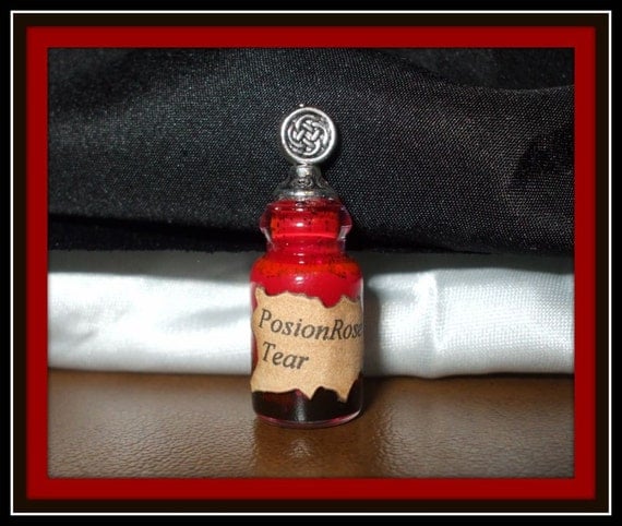 Witch Wizard Gothic PosionRose Tears dollhouse miniature Spell bottle halloween by MidnightsDreams