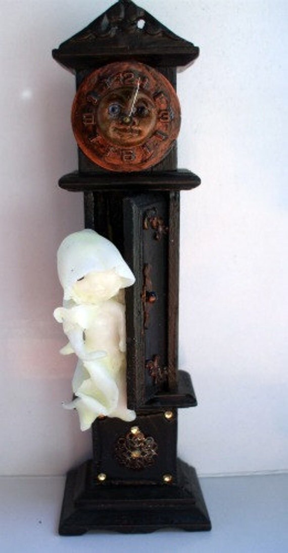 Gothic Witch Haunted Wizard Halloween Grandfather clock ghost