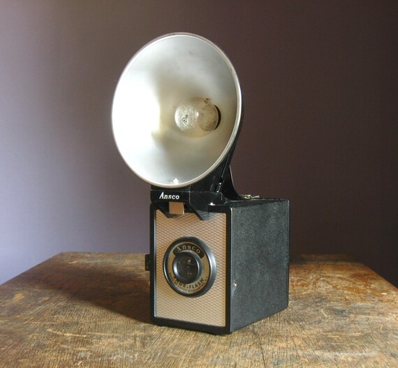 Vintage Camera .. Ansco Shur-Flash With Flash Unit and
