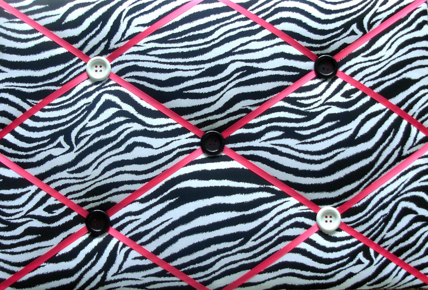 Sassy Zebra Memo Board w/ Large Black White Buttons and Hot