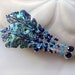 Natural Lapis Apatite Abalone Carving Long Sterling Earrings - Saphir des Mers