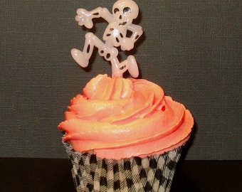 Whimsical Glow-In-The-Dark Skeleton Cupcake Picks (13) Last Pkg