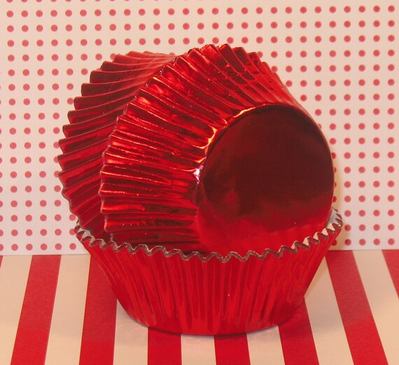 Elegant Red Foil Cupcake Liners Qty 50 Red Foil Cupcake