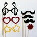 Photobooth Party on a Stick - Mustashe, Lips and Glass Set