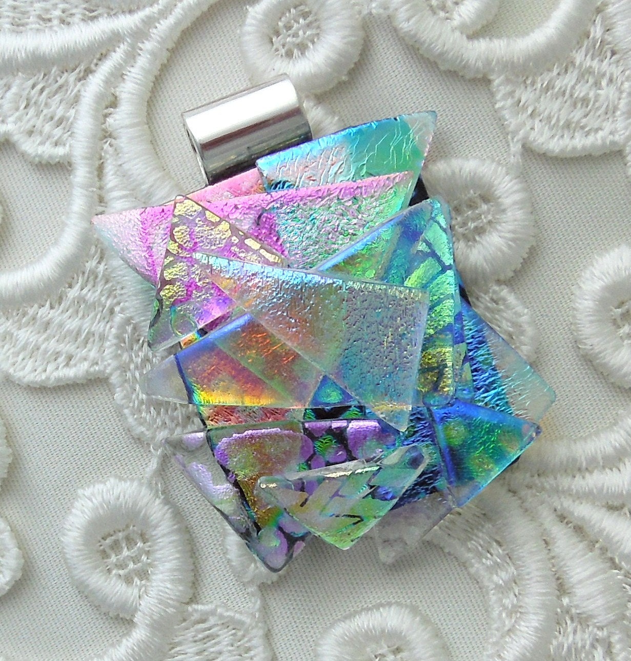 Dichroic Fused Glass Pendant Dichroic Glass Jewelry