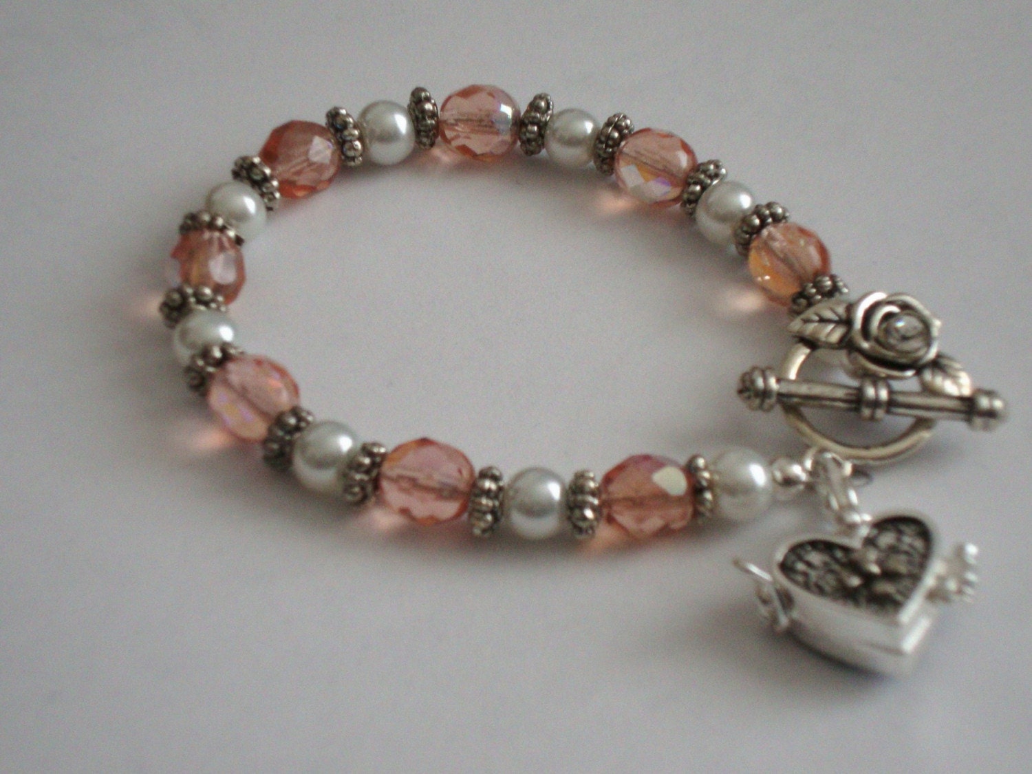 Pink Prayer box bracelet by Indylin on Etsy