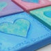 Pastel hearts original hand painted mixed media paintings on canvas x 4, studio art, children's nursery art, home decor, wall art
