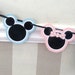 Clearance SALE - Was 24 Now 10 - Twin Boy and Girl Mouse HAPPY BIRTHDAY Banner - Pink and Blue Polka Dots