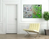 Sale, Green Abstract Acrylic Painting, Urban Chic original on canvas