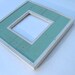 Square Turquoise Wood Photo Frame, Free shipping, distressed, beach cottage decor, rustic, french blue, white trim, shabby chic