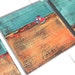 Three Small Turquoise and Salmon Abstract paintings, Triptych, Free Shipping, turquoise, red, OOAK, 32"x32", modern home decor