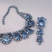 Vintage Rhinestone Wedding Necklace with Earrings Vintage Blue