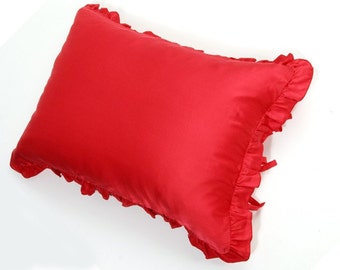 100% Silk pillow case with ruffle - Red