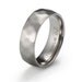 7mm Titanium Wedding Band Faceted Satin Finish Comfort Fit Ring Size 6 to 12 - Valentines Gifts