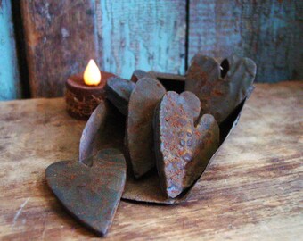Primitive Hearts Grubby Blackened Beeswax Tarts Scented Beeswax Tarts Melts Primitive Bowl Fillers Valentine Hearts Wax Melts, Gift