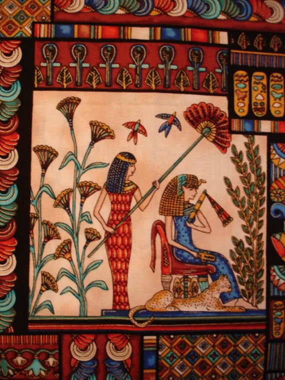 Hi Fashion Egyptian Fabric Inlaid Blocks 1 yard Very Rare