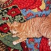 Cats on Quilts Red Peggy Toole for Robert Kaufman Fabric (1 Yard) Rare OOP (C-44)