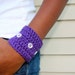 Purple Bracelet Crochet Cuff with Vintage Buttons, READY TO SHIP, Fall Fashion Autumn Trend