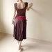 Enigma - long skirt with tatters, ruby red silk and brown jersey, adjustable size S / L