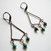 Copper Plated Twisted Dangle Turquoise Earrings