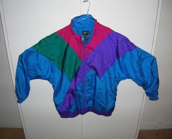 vintage 80's WINDBREAKER JACKET colorful neon nu rave