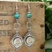 Bullet Casing Earrings - 45 Auto Silver Medallion with Turquoise Southwest or Western Style Dangle Earrings