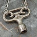 Key Jewelry - Authentic Steel Grandfather Clock Key on Steel Mother and Son Link Chain - Very Industrial
