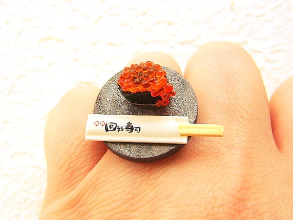 Kawaii Sushi  Ring  Tobiko Miniature Food Jewelry